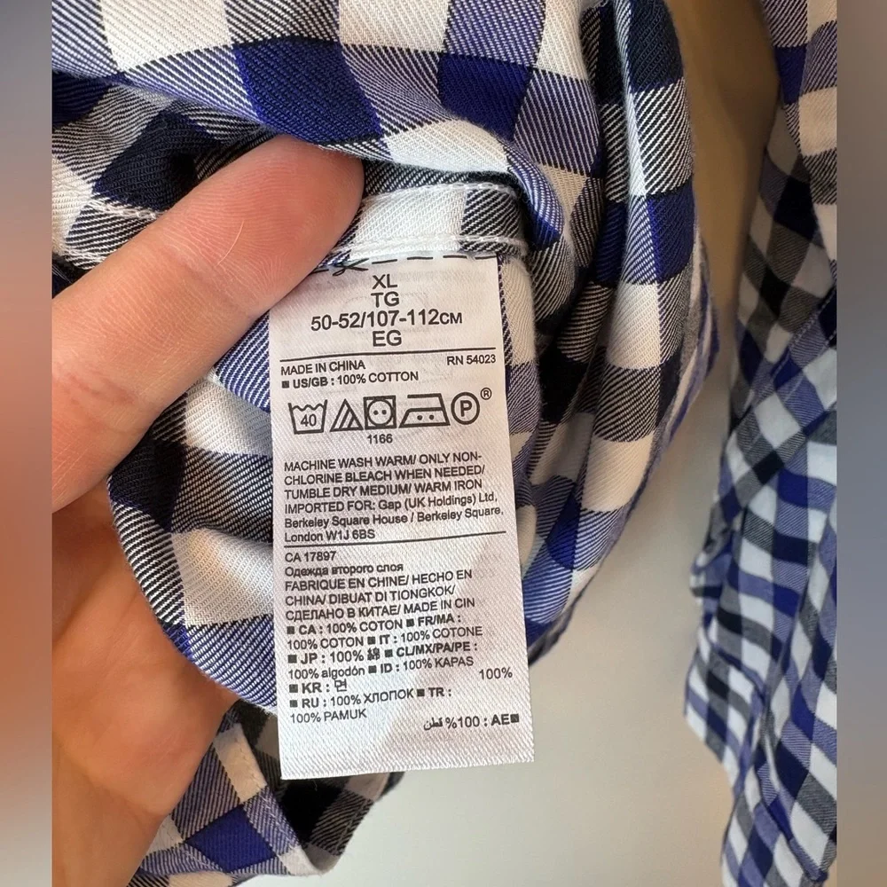 Banana Republic Grant Fit Luxe Flannel Shirt Men’s XL Blue White Checkered - Picture 4 of 8